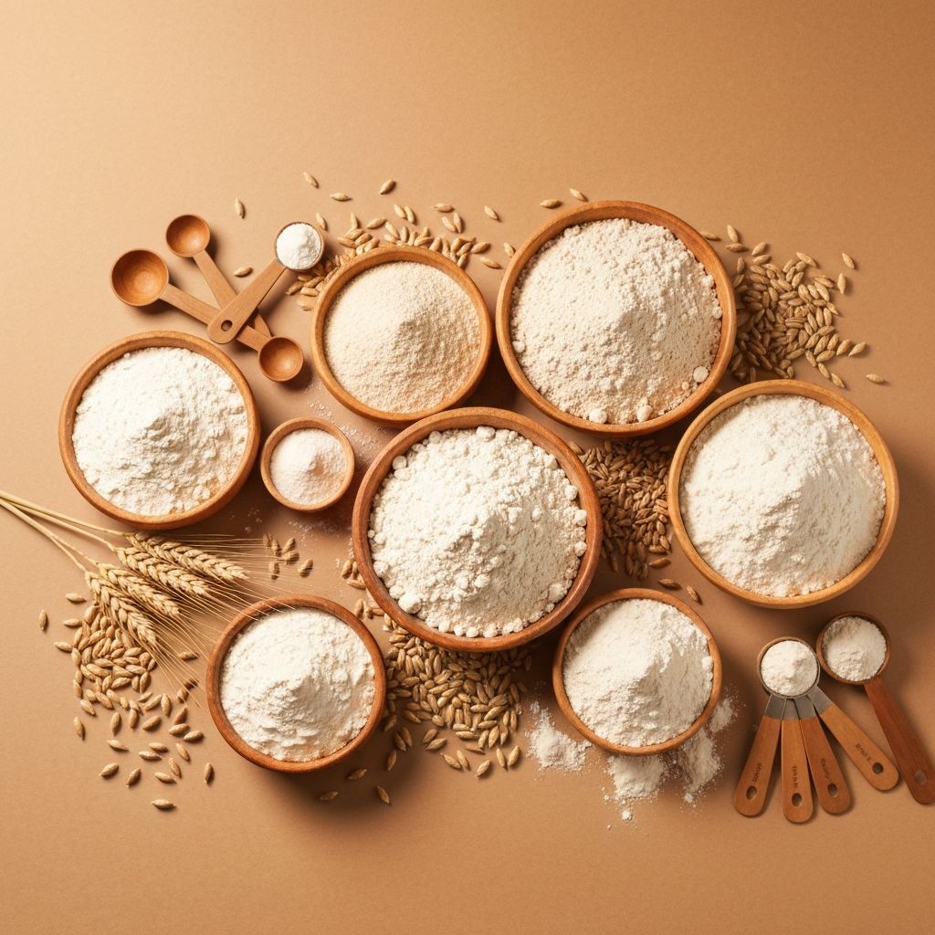 Verschiedene Mehltypen und Getreidesorten