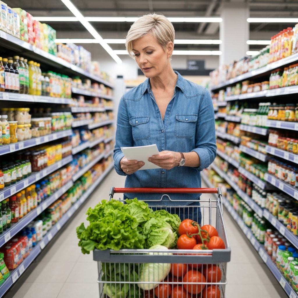 Пазаруване с списък в супермаркета